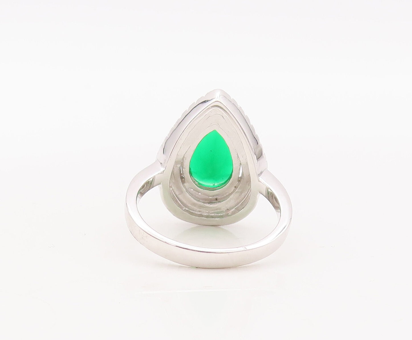 925 Sterling Silver Vintage Ring Drop Cut Green Halo White CZ  Sz 7  RG29882