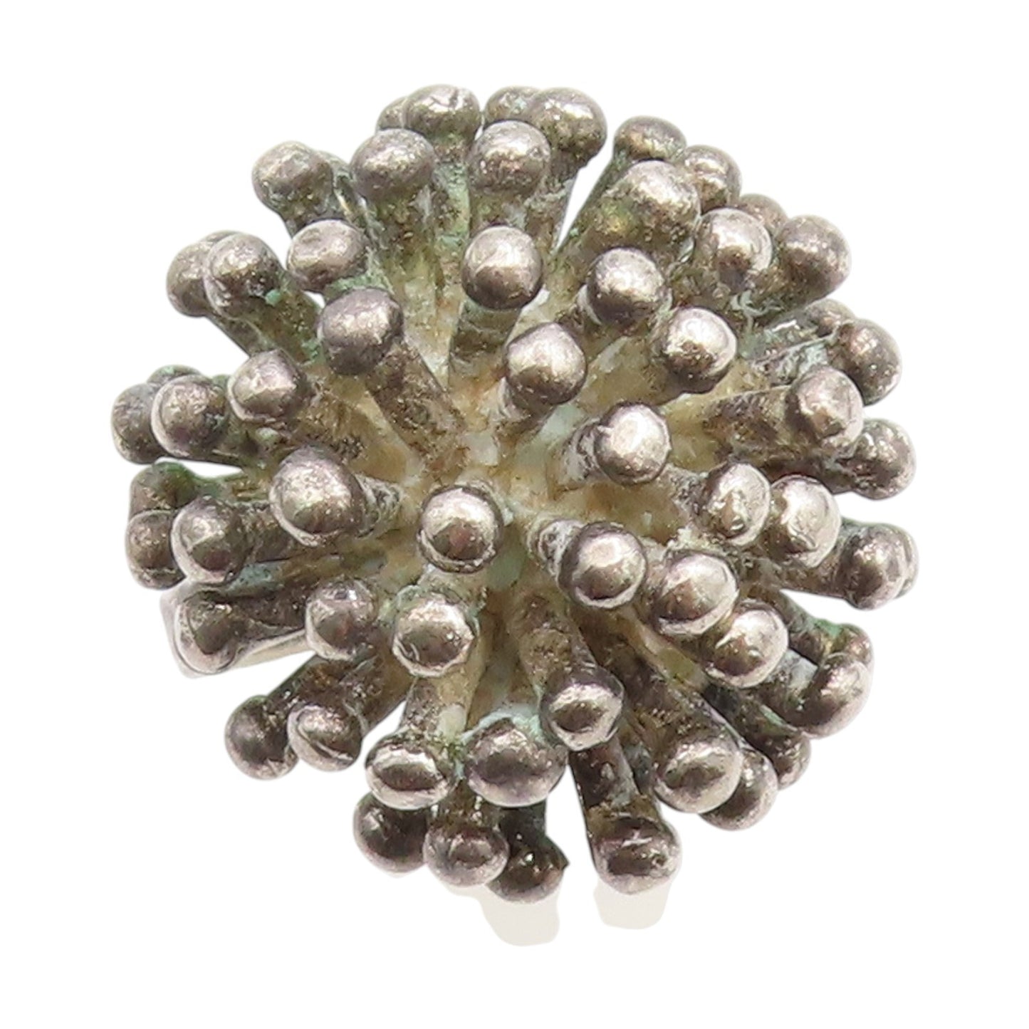 925 Sterling Silver Vintage Ring Dark Tone Amorphous Dome Band  Sz 7.5  RG33902