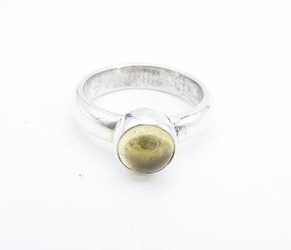925 Sterling Silver Cabochon Cut Yellow Topaz Solitaire Ring Sz 6 RG6937