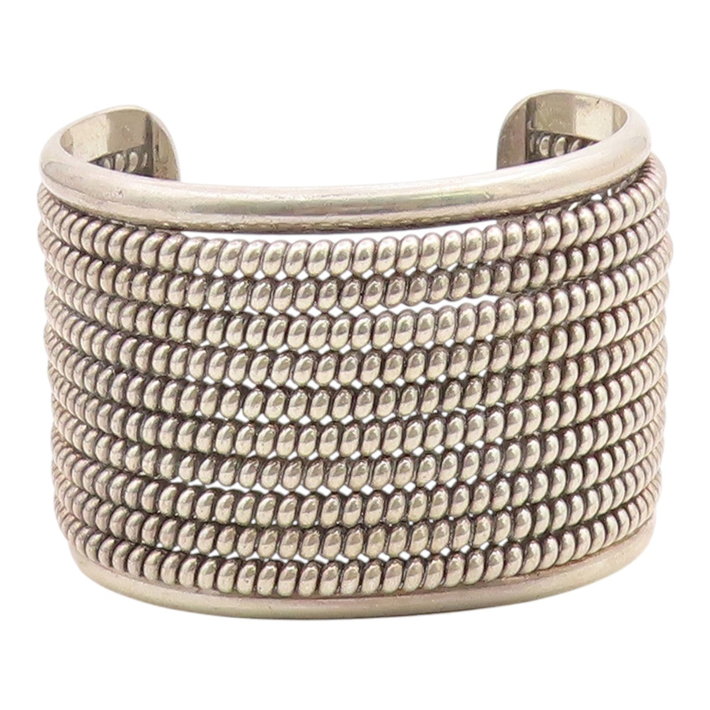 925 Sterling Silver  Vintage Heavy Large Shiny Twist Cuff Bracelet  BT8814