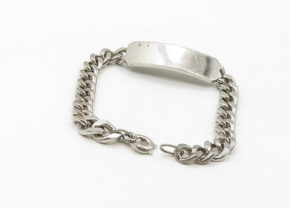 BOJAR 925  Silver  Vintage Smooth Bar Shiny Curb Link Chain Bracelet  BT8576