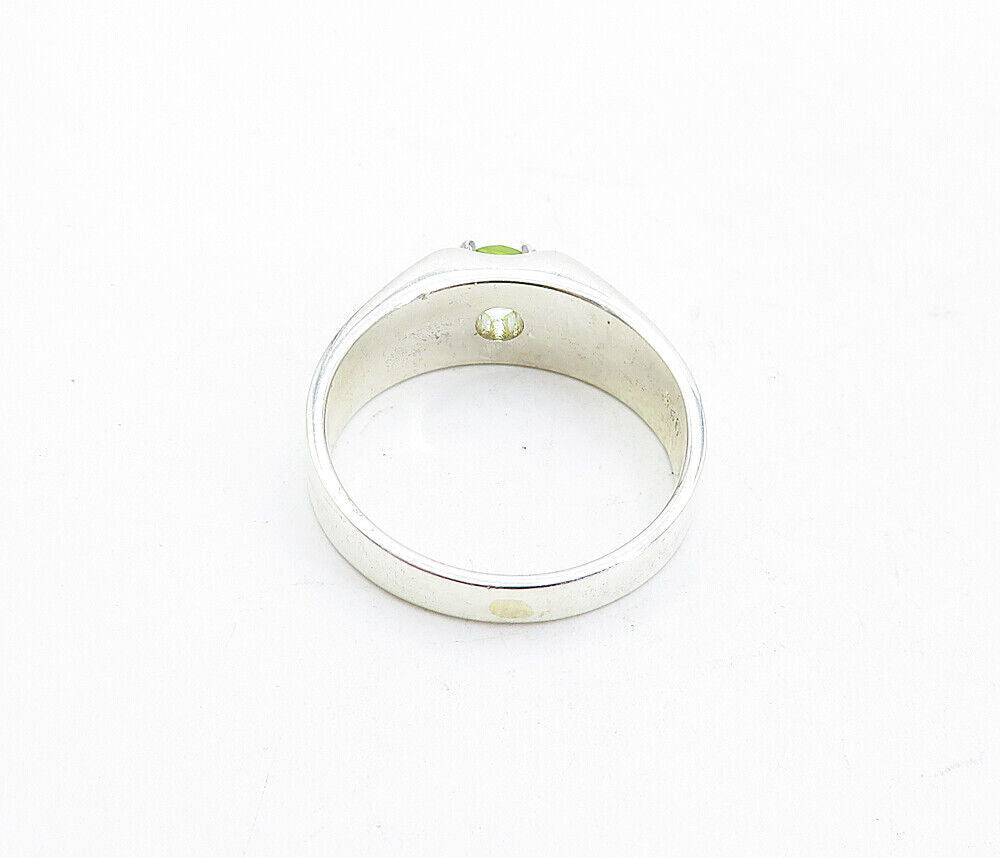 925 Sterling Silver  Prong Set Peridot Shiny Solitaire Ring Sz 10  RG5665