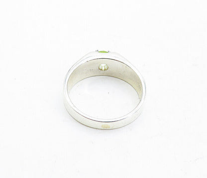 925 Sterling Silver  Prong Set Peridot Shiny Solitaire Ring Sz 10  RG5665