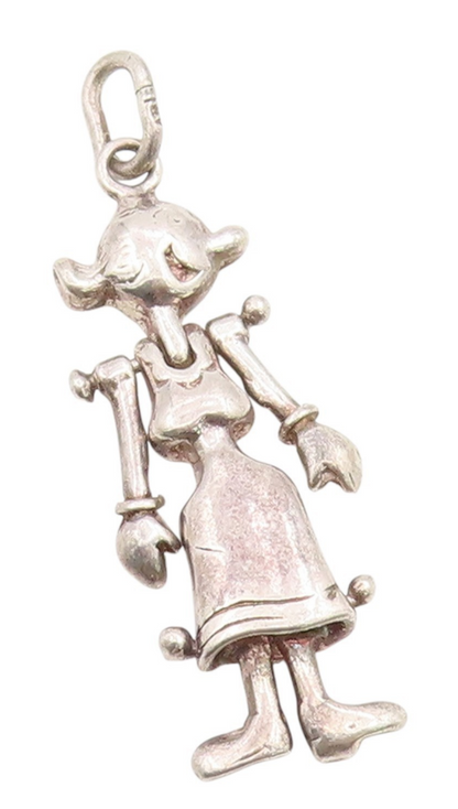 925 Sterling Silver Vintage Pendant Olive Oyl Figurine Charm MOVES  PT25470