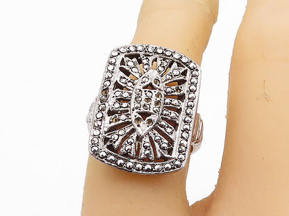 925 Sterling Silver  Vintage Sparkling Open Design Cocktail Ring Sz 6  RG6104