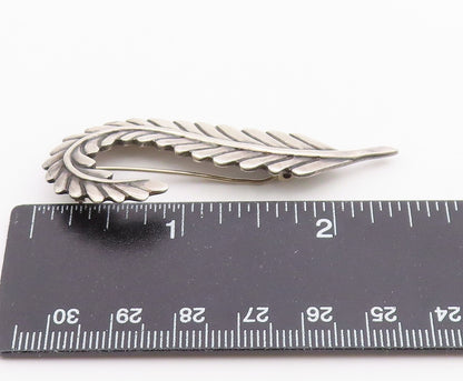 MARICELA MEXICO 925 Silver  Vintage Shiny Single Feather Brooch Pin  BP8744