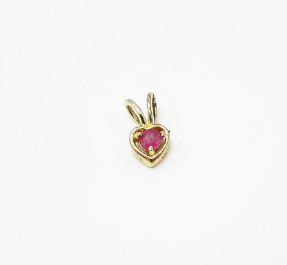 Gold Over 925 Sterling Silver Ruby Love Heart Slider Pendant PT2031