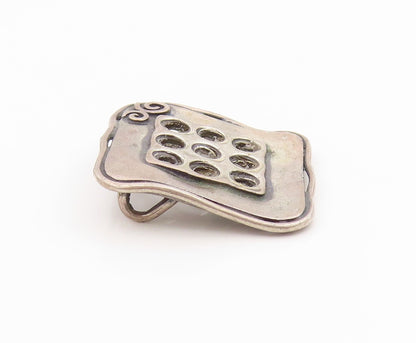 925 Sterling Silver Vintage Pendant Etched Geometric Cut Out Design  PT24822