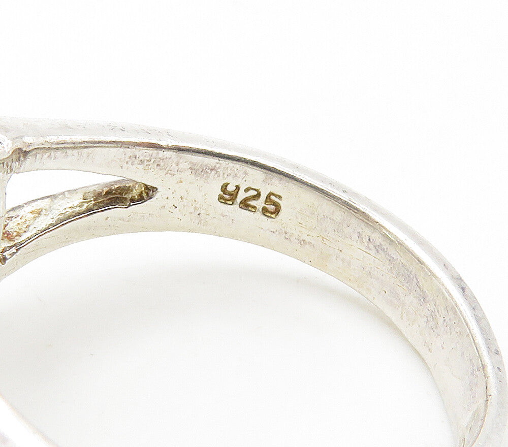 925 Sterling Silver  Prong Set Cubic Zirconia Cocktail Ring Sz 6  RG15356