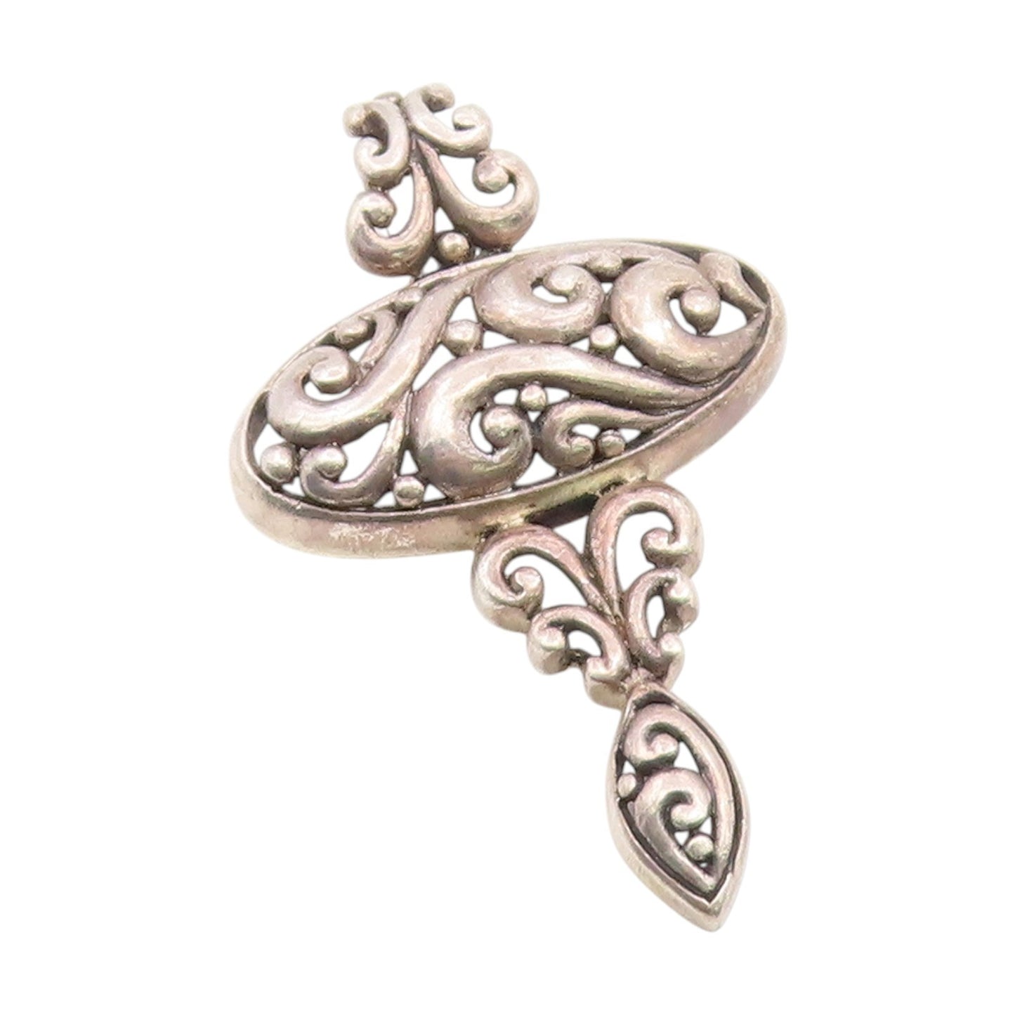 925 Sterling Silver Vintage Pendant Intricate Solid Scrollwork Locket  PT25964