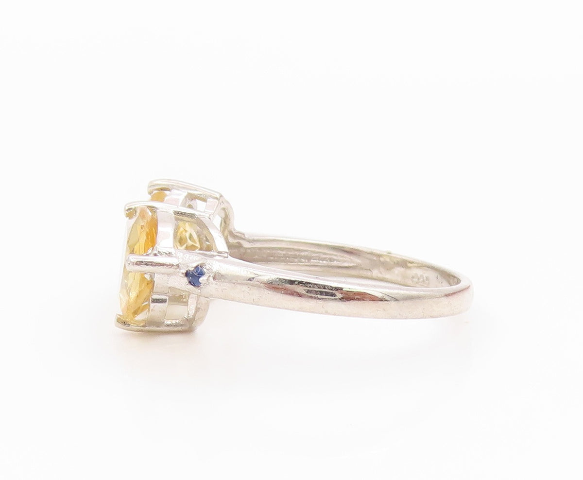 925 Sterling Silver Vintage Ring Elegant Citrine Statement Band  Sz 7.5  RG36135