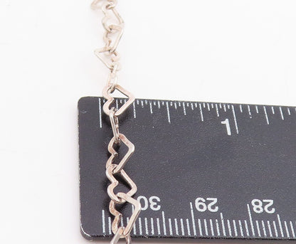 925 Sterling Silver Vintage Necklace Interlocking Hollow Love Hearts Link NE4735