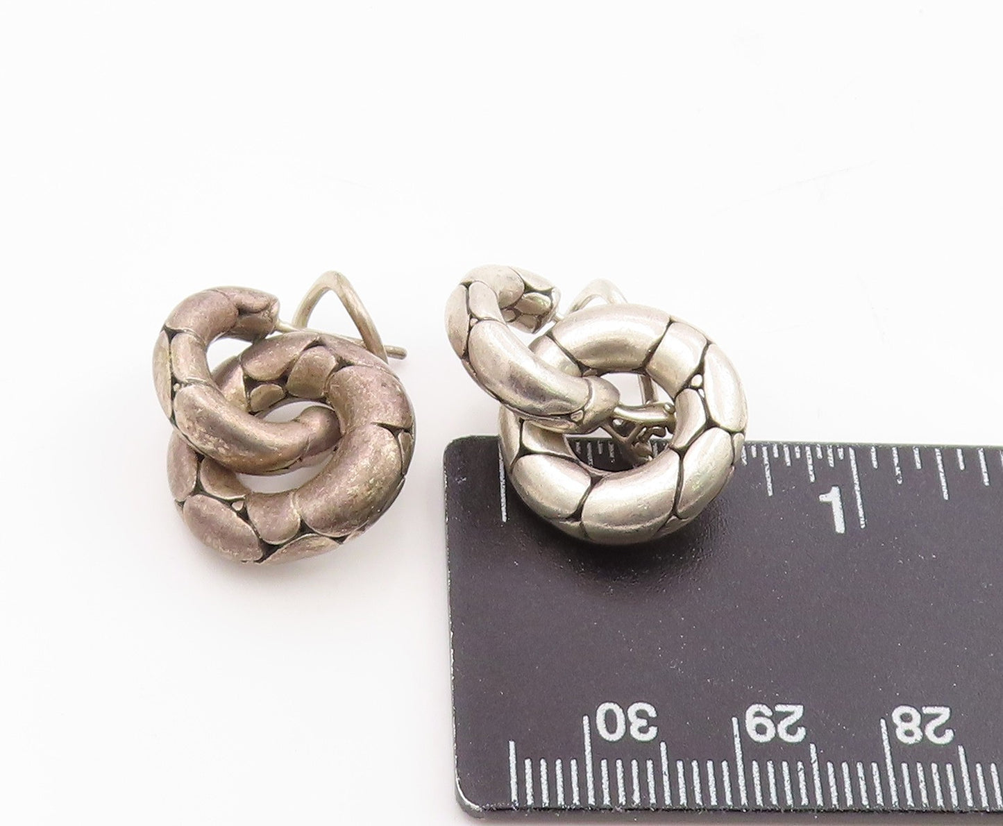 925 Sterling Silver Vintage Earrings JOHN HARDY Modernist Pebble Motif  EG14261