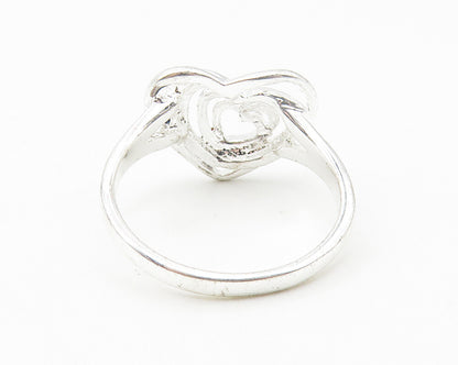 925 Sterling Silver  Shiny Graduated Love Heart Dome Band Ring Sz 8  RG10905