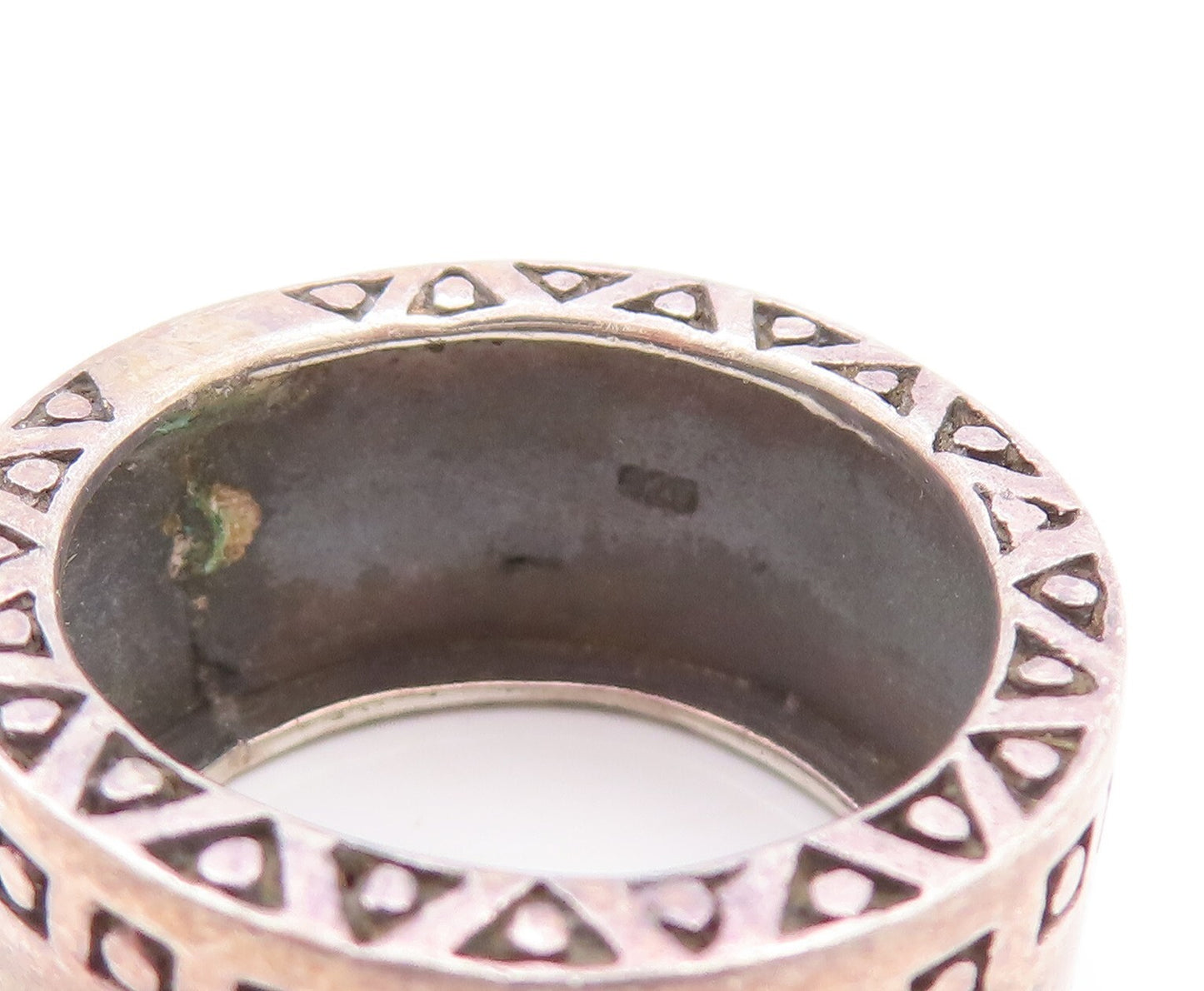 925 Sterling Silver Vintage Ring  Square & Triangles Grooved  Sz 6.5  RG29150