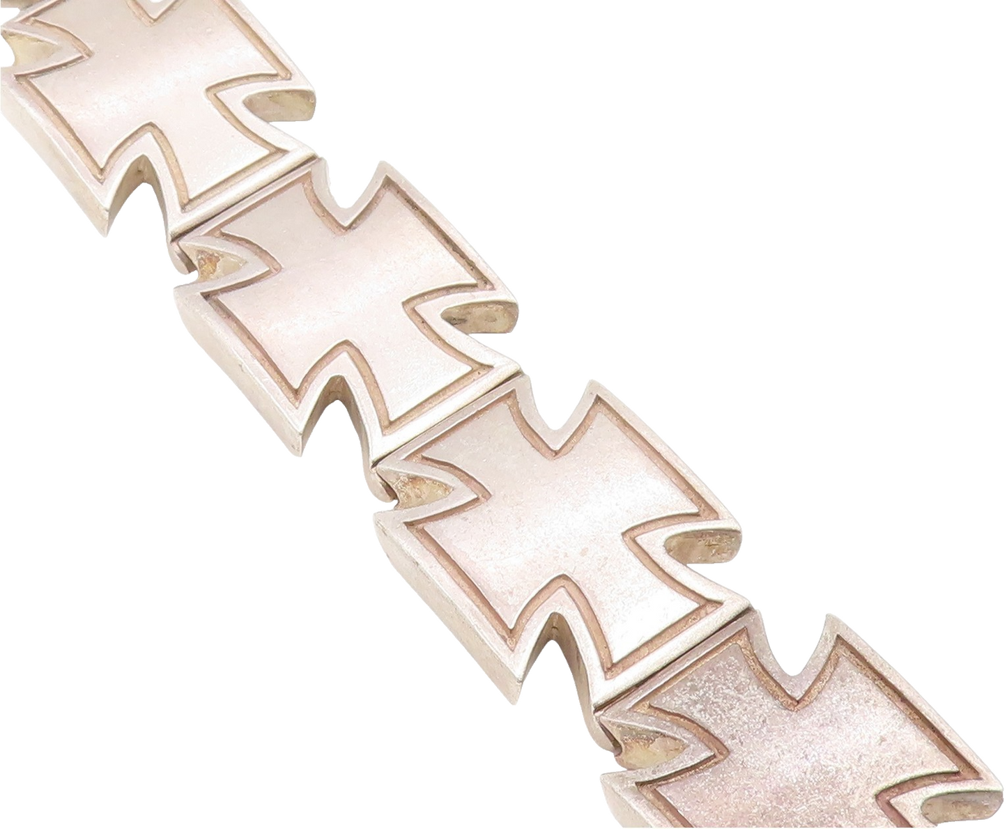 925 Sterling Silver Vintage Bracelet Solid Religious Maltese Cross Link  BT11873