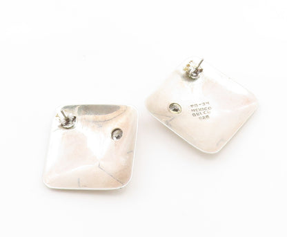 925 Sterling Silver Vintage Earrings DULCE MEXICO CZ Geometric Square  EG14204