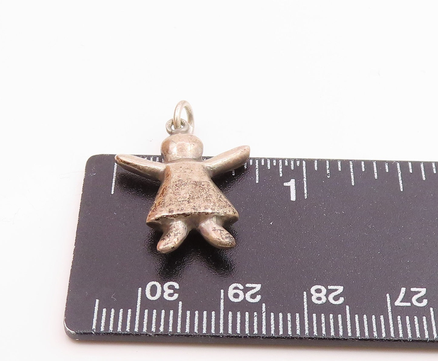 925 Sterling Silver Vintage Dark Tone Petite Girl in Dress Pendant  PT16458