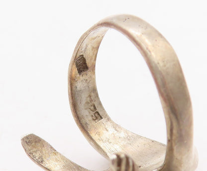 925 Sterling Silver Vintage Ring Cutout Jumping Frog  Sz 7  RG31687