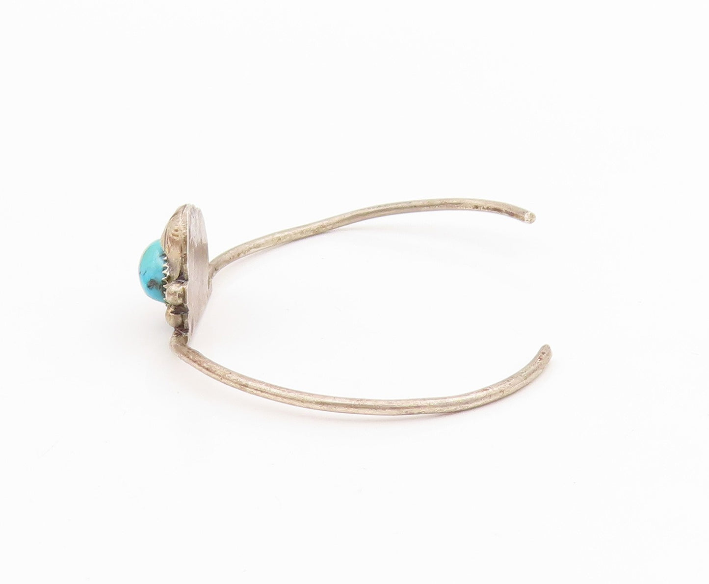 925 Sterling Silver Vintage Bracelet NAVAJO Turquoise Carved Leaf Cuff  BT11525