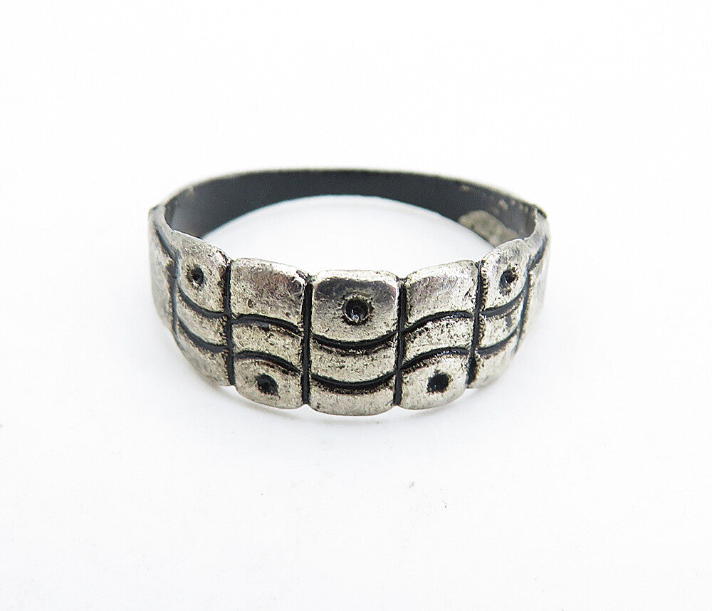 925 Sterling Silver  Vintage Antique Etched Wavy Design Band Ring Sz 7  RG6252