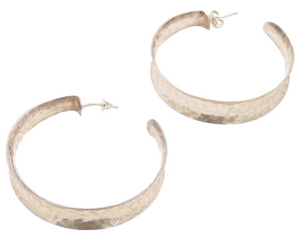 925 Sterling Silver Vintage Earrings Minimalist Large Open Hoops  EG13561