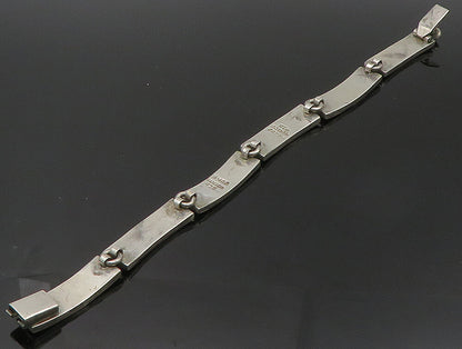 MEXICO 925 Sterling Silver  Vintage Jasper Mosaic Bar Chain Bracelet  BT1377