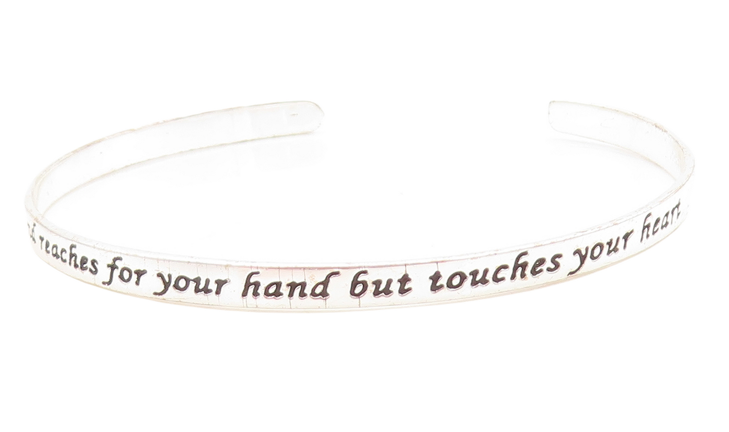 925 Sterling Silver  A True Friend Reaches For Your Hand Cuff Bracelet  BT2440