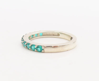 925 Sterling Silver Vintage Ring Stackable Green & White Topaz  Sz 7  RG29786