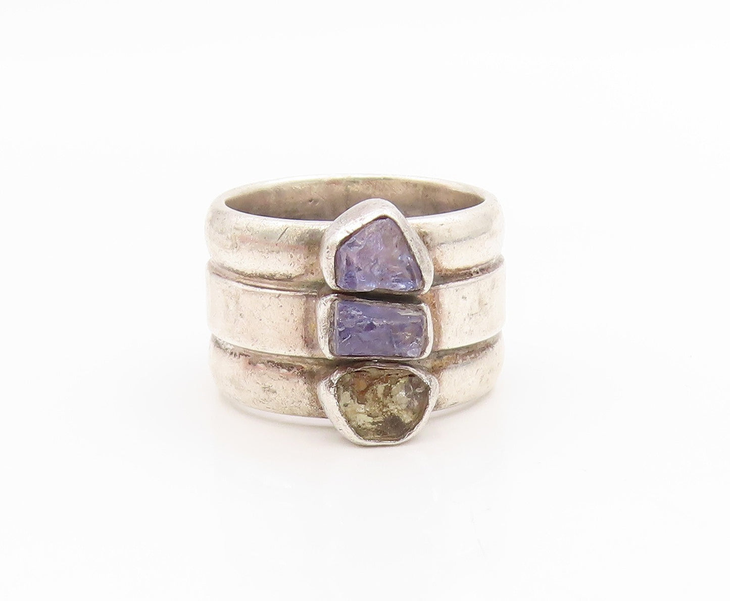 925 Sterling Silver Vintage Ring LILLY BARRACK Raw Amethyst Band Sz 7.5 RG34553