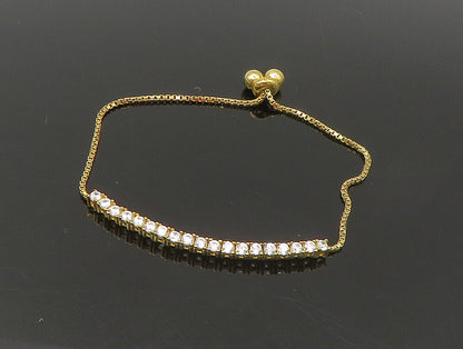 Gold Over 925 Silver  Cubic Zirconia Adjustable Child Box Chain Bracelet BT1102