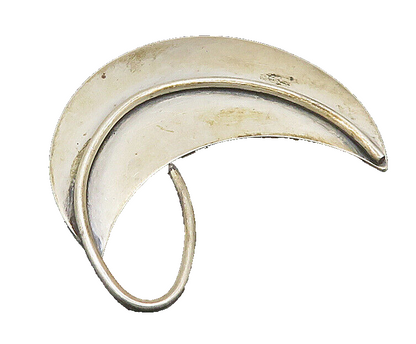 925 Sterling Silver  Vintage Modernist Crescent Moon Brooch Pin  BP9425