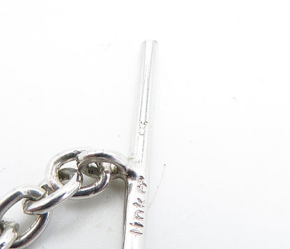 925 Sterling Silver  Hollow Cutout Detail Round Link Chain Bracelet  BT3185