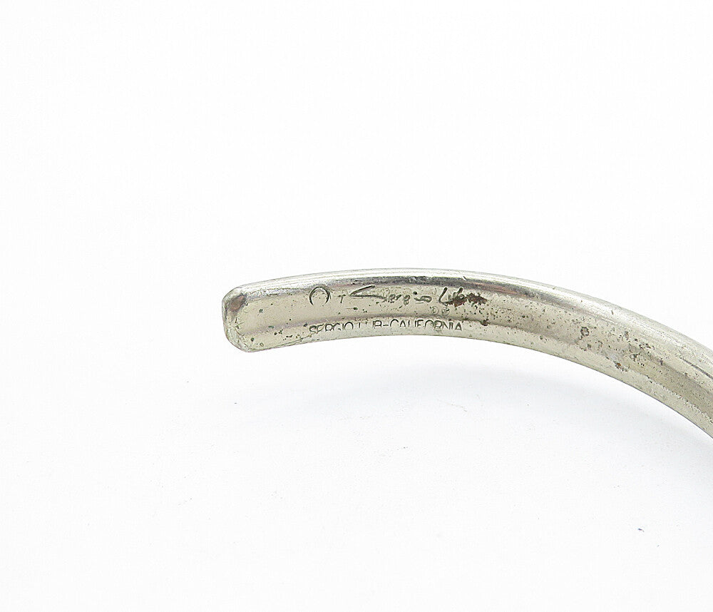 SERGIO LUB 925 Silver  Vintage Petite Shiny Twist Detail Cuff Bracelet  BT3105