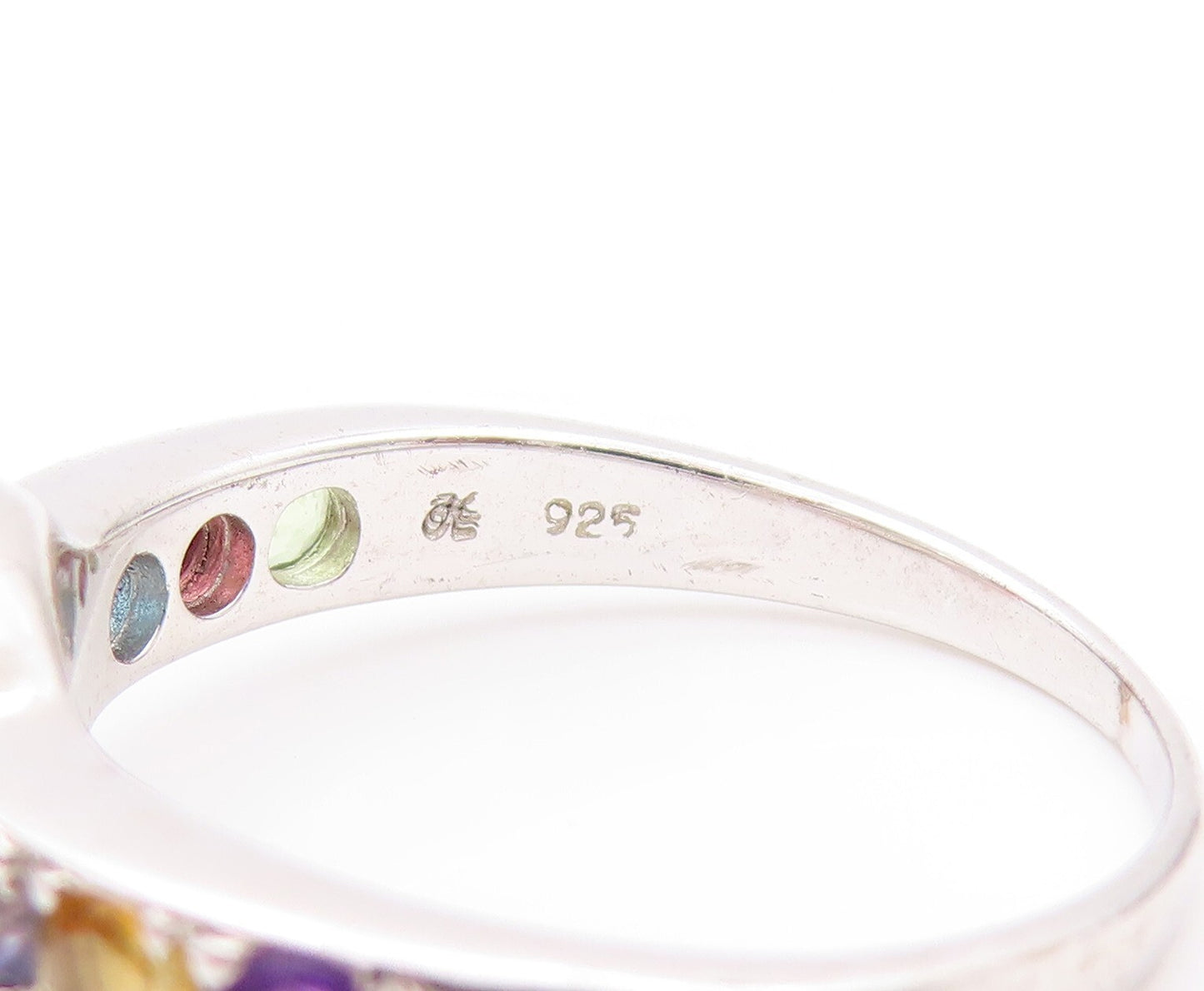 925 Sterling Silver Vintage Ring Modernist Pearl & Gemstone  SZ 8  RG32145