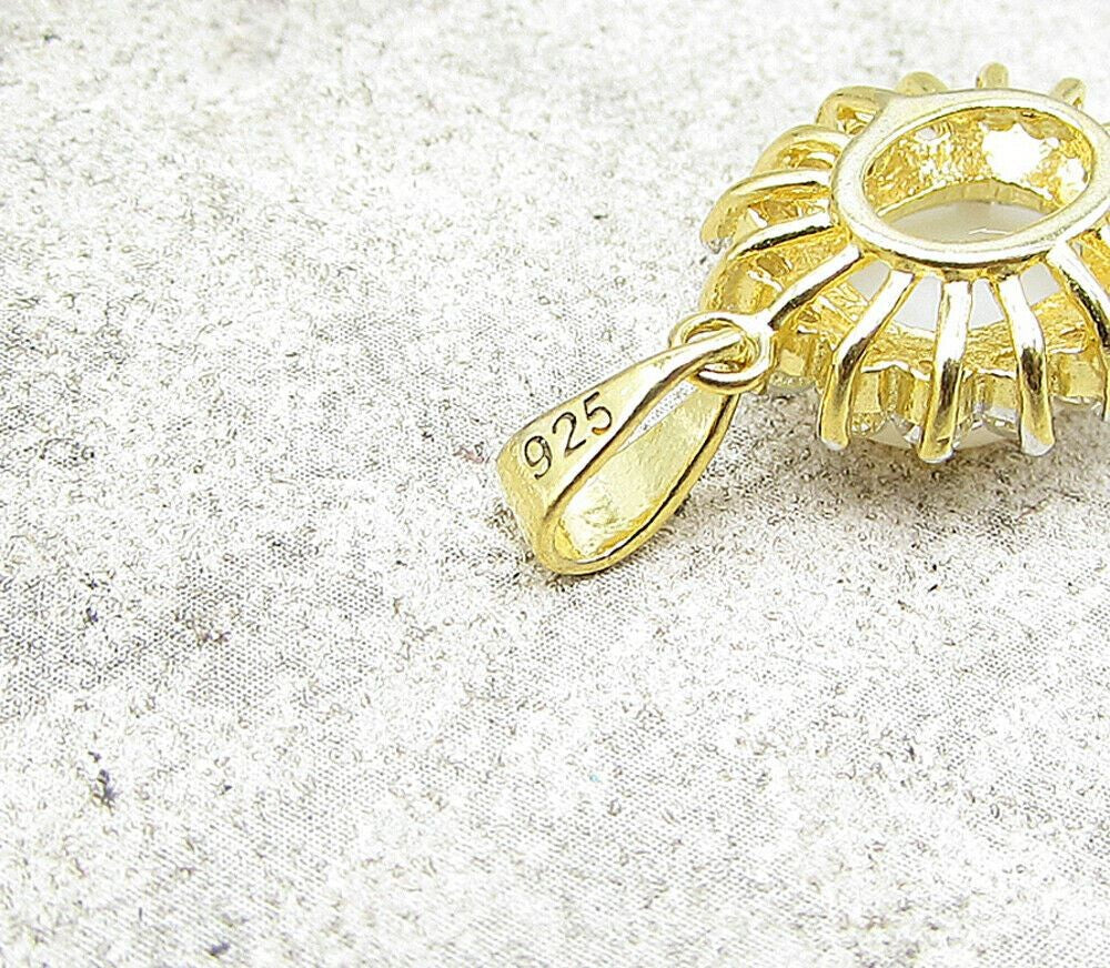 Gold Over 925 Sterling Silver Opal & White Topaz Drop Pendant PT1132