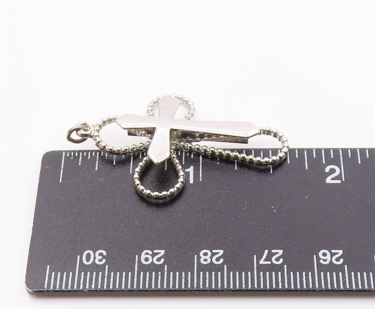 925 Sterling Silver  Shiny Polished Religious Cross Drop Pendant  PT14411