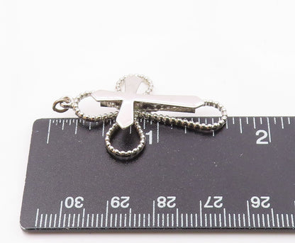 925 Sterling Silver  Shiny Polished Religious Cross Drop Pendant  PT14411