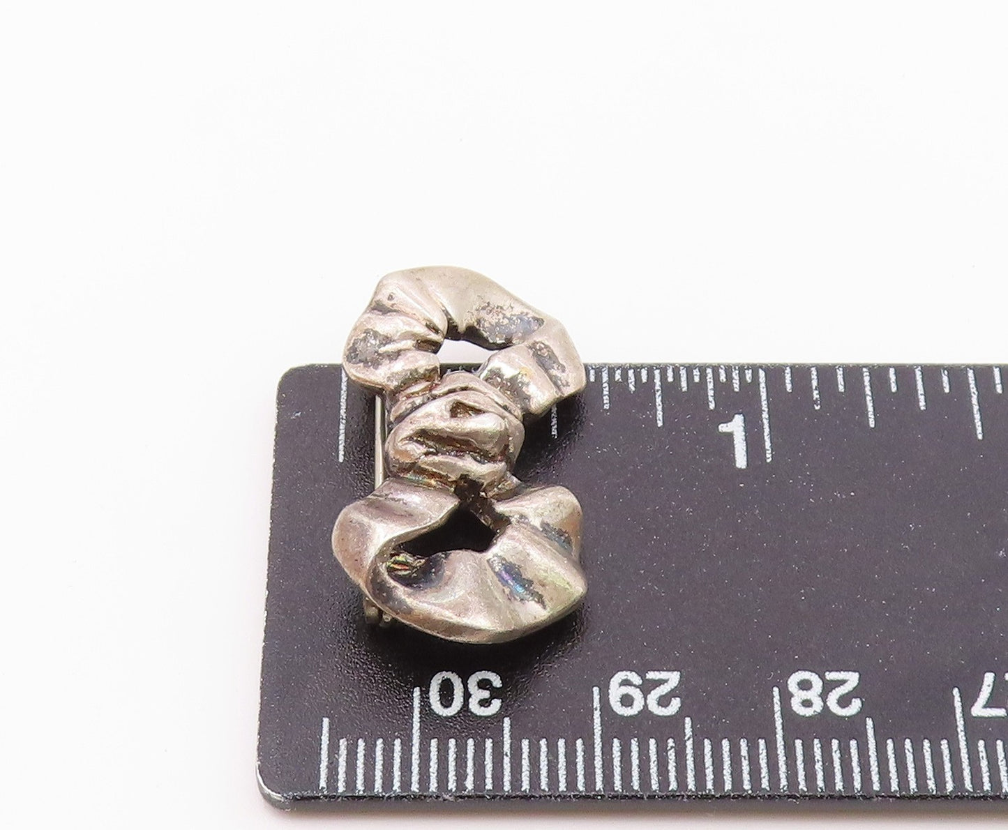 925 Sterling Silver  Vintage Dark Tone Petite Bow Tie Brooch Pin  BP7003