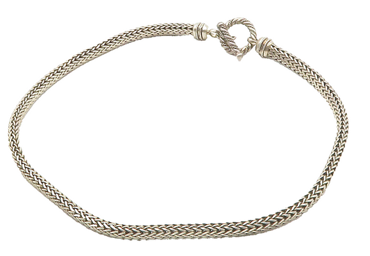 925 Sterling Silver  Vintage Shiny Minimalist Wheat Link Chain Necklace NE2427