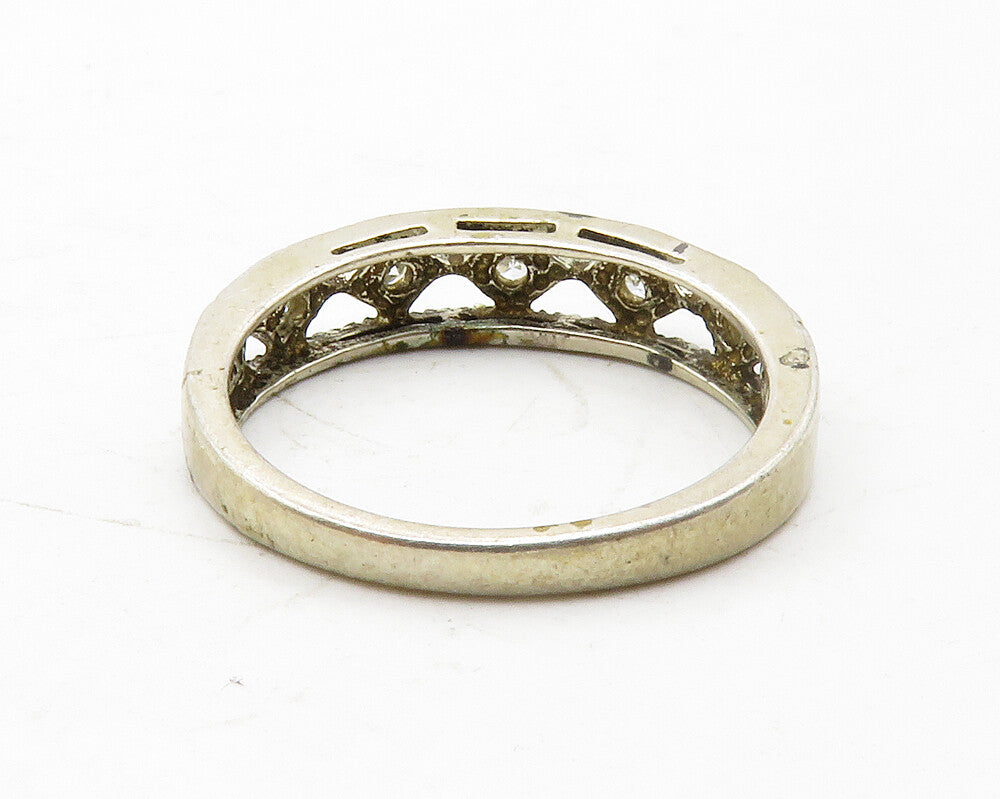 AVON 925 Sterling Silver  Vintage Topaz Open Design Band Ring Sz 8  RG13699