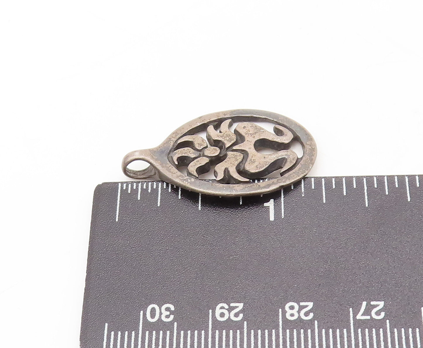 925 Sterling Silver Vintage Pendant Solid Dancer On Flame Cutout  PT22466