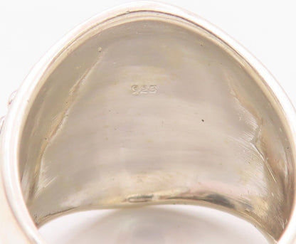 925 Sterling Silver Vintage Ring Solid Bead Design Carved  Sz 7  RG30470