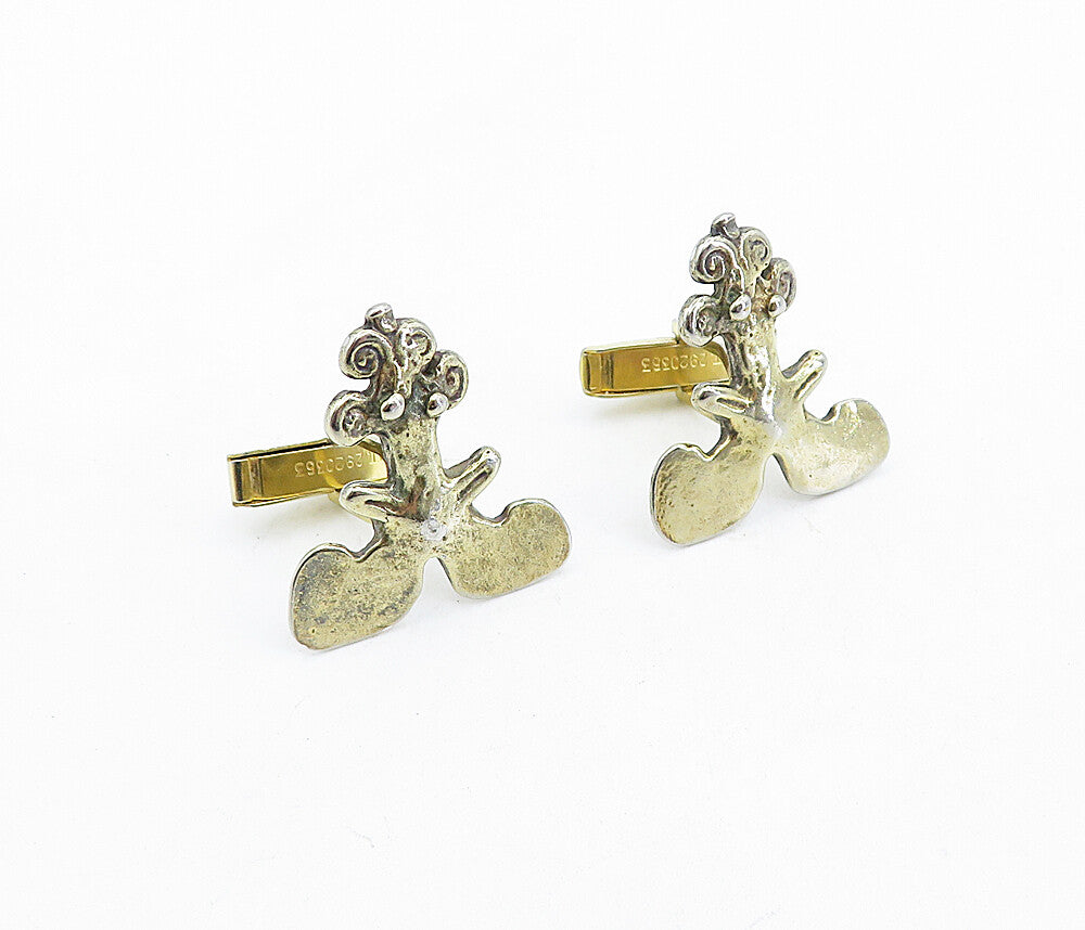 925 Sterling Silver  Vintage Gold Plated Swirl Bullet Back Cufflinks  TR1195