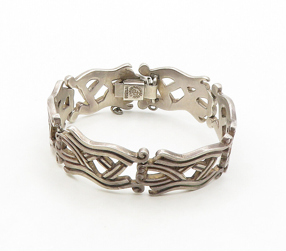 PEDRO CASTILLO 925 Silver  Vintage Dark Tone Hinge Link Chain Bracelet  BT6445