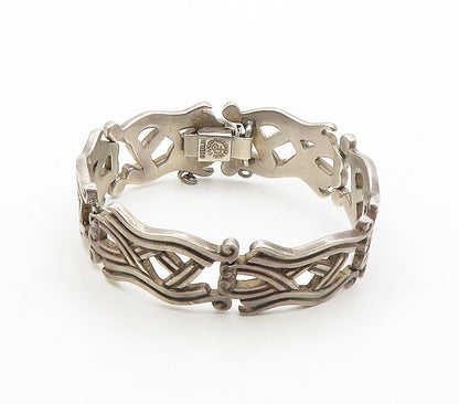 PEDRO CASTILLO 925 Silver  Vintage Dark Tone Hinge Link Chain Bracelet  BT6445