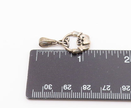 925 Sterling Silver  Vintage Celtic Knot & Claddagh Pendant  PT21226