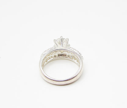 925 Sterling Silver  White Cubic Zirconia Engagement Ring Sz 6  RG2961
