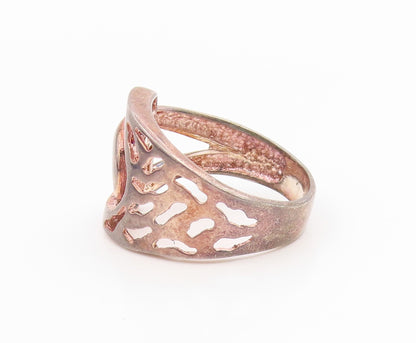 925 Sterling Silver Vintage Ring Intricate Openwork Loop Band  Sz 8.5  RG35801