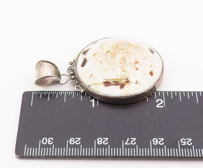 925 Sterling Silver Vintage Pendant Classic Coastal Sundial Seashell  PT26415